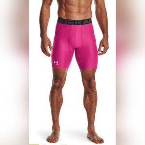 Brand New Under Armour Men's Tropic Pink Heatgear Compression Shorts Size large